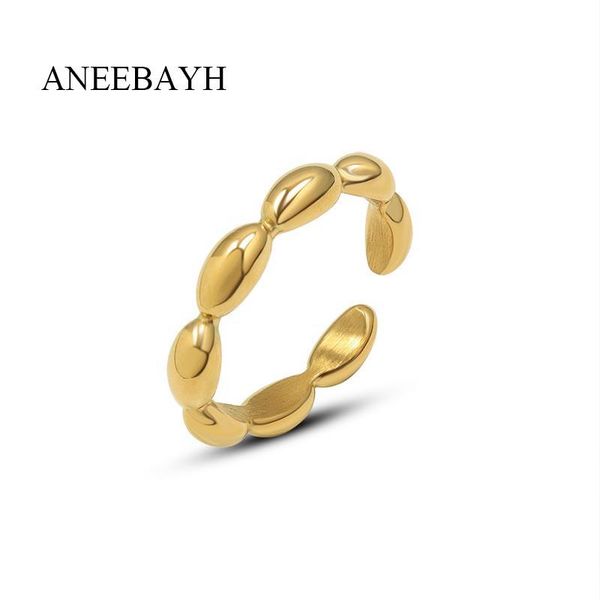 

wedding rings trendy stainless steel gold water drop shape engagement open ring jewelry for women anillos mujer party gift, Slivery;golden