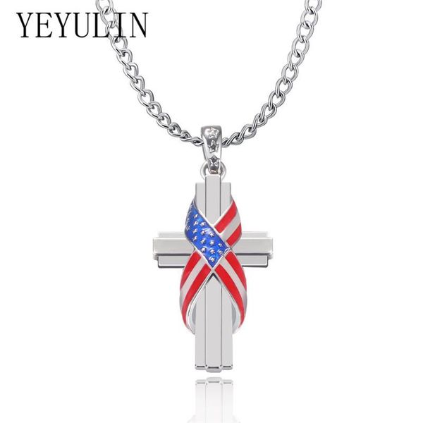 

pendant necklaces punk national flag cross necklace banquet couple birthday gift for women men fashion jewelry gifts, Silver