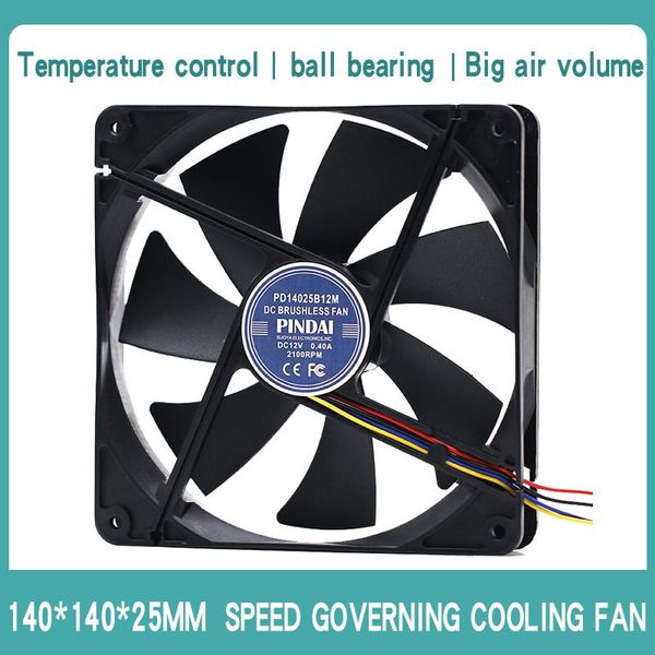 

fans & coolings industrial grade double ball super large air volume 14025 pwm intelligent temperature control speed regulation 14cm desktop