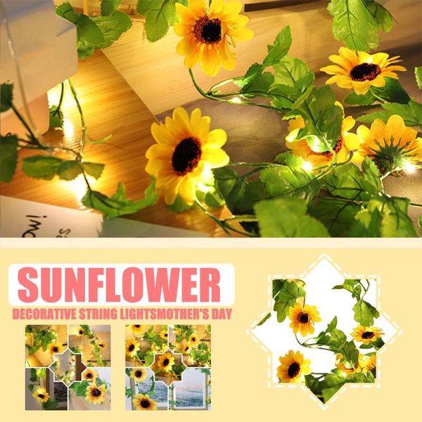 

strings mother's day beautiful sun flower hanato 20 led decorative string lights home garden sunflower 2m