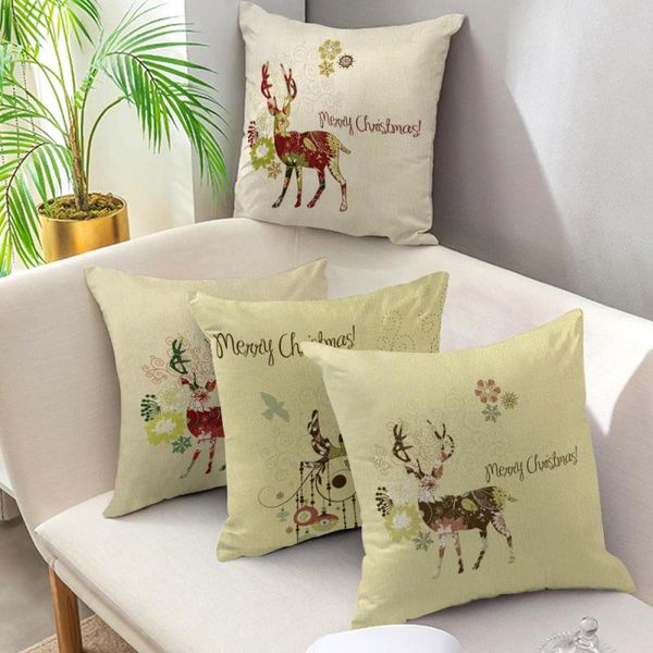 

cushion/decorative pillow nanacoba christmas elk case deer animals printed cushion cover linen pillows covers for home sofa couch decor