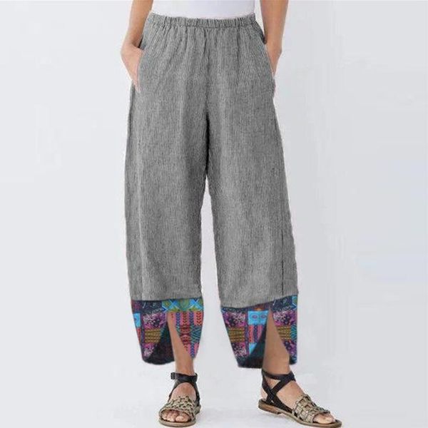 

women's pants & capris women high waist casual floral wide leg vintage loose oversize pockets elastic autunm spring joggers, Black;white