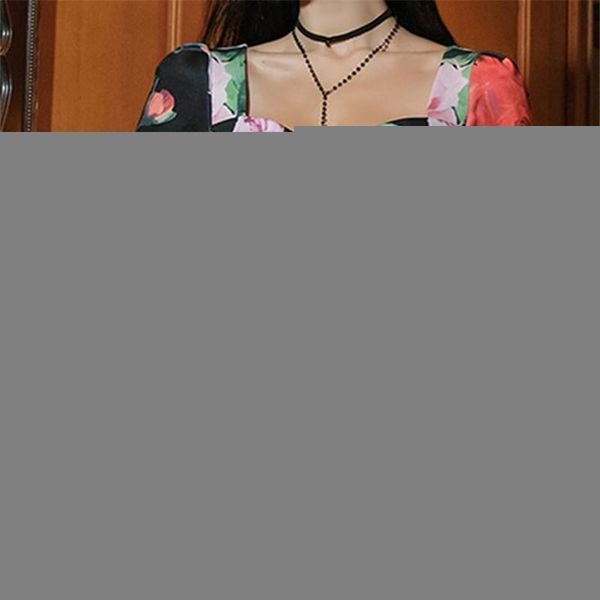 

casual dresses 2021 autumn women strapless three quarter sleeve mid-calf dress slim print bodycon women's mermaid, Black;gray