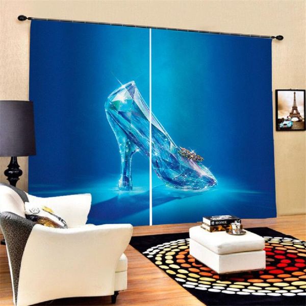 

curtain & drapes girls bedroom window for living room women high heel blue treatment 2 panel dreamy decor dropship