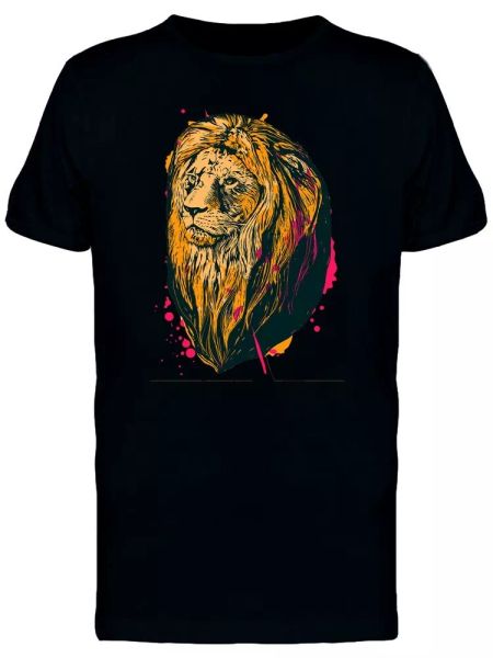 

lion with paint splash men's tee -image by shutterstock, White;black