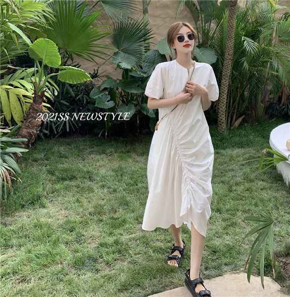 

casual dresses firm offers to film senior french first love feeling temperament long white dress hubble-bubble sleeve small, Black;gray