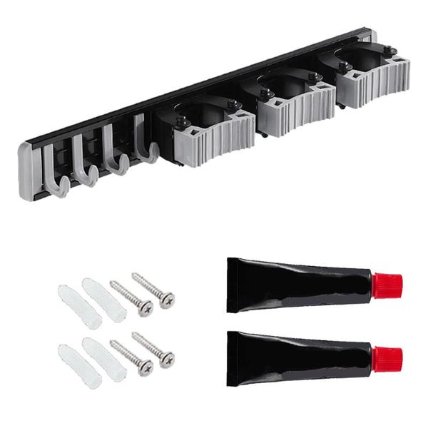 

hooks & rails universal with hook hanging rack space aluminum rustproof punch-mop holder storage wall mounted multi purpose heavy duty