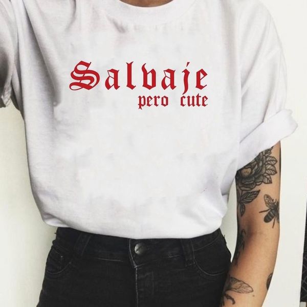 

salbaje pero cute letter printed summer fashion casual funny kawaii o neck women t-shirt tumblr oversized female tee 210518, White