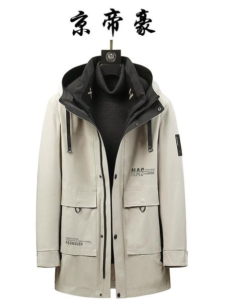 

men's vests parka mid-length rex fur liner coat winter shell jacket outdoor thickening thermal windproof, Black;white