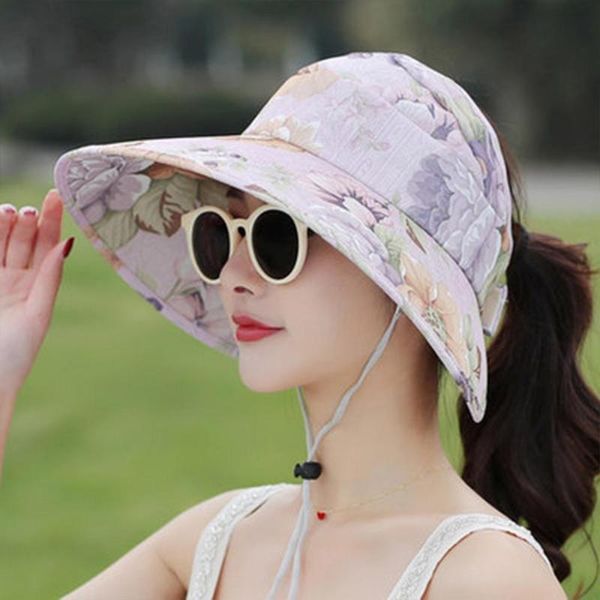 

portable travel cap outdoor hat canvas sun visors ventilation apparel comfortable beach sunscreen practical 5 colors hats, Black;white