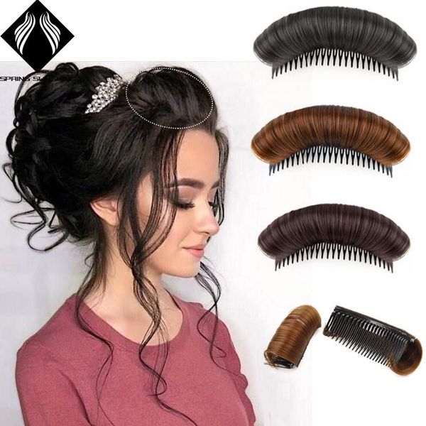 

synthetic wigs black brown hair fluffer with combs women ornaments bun maker braid diy tool accessories