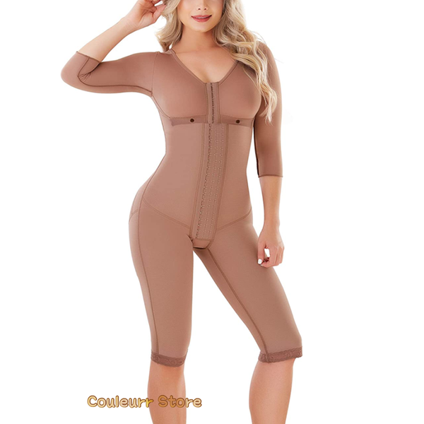 

women's shapers gaine amincissante femme compression body shaper long sleeve tummy control hook and eye closure breast support shapewea, Black;white