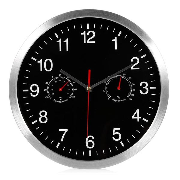 

in 1 silent quartz wall clock quiet movement hygrometer no-ticking home art decor clocks