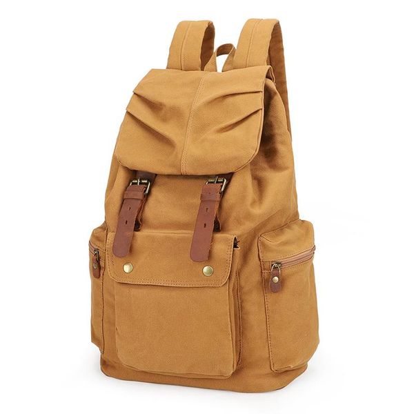 

vintage durable canvas men backpack fashion preppy boy's school bag ok for 14" laptop