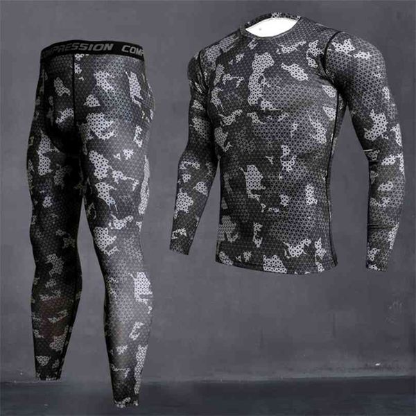 Мужская камуфляж тепловое белье набор длинных Джонс зимнее термическое нижнее белье базовый слой мужские спортивные сжатия с длинным рукавом рубашки 210910