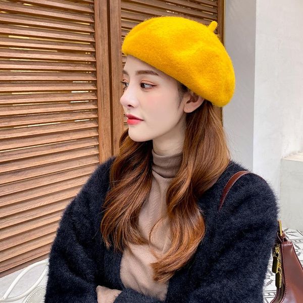 

berets autumn and winter korean fashion hat beret female pumpkin retro british painter japanese for women, Blue;gray