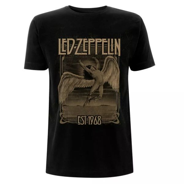 

led zeppelin t shirt faded falling officially licensed black rock band tee, White;black