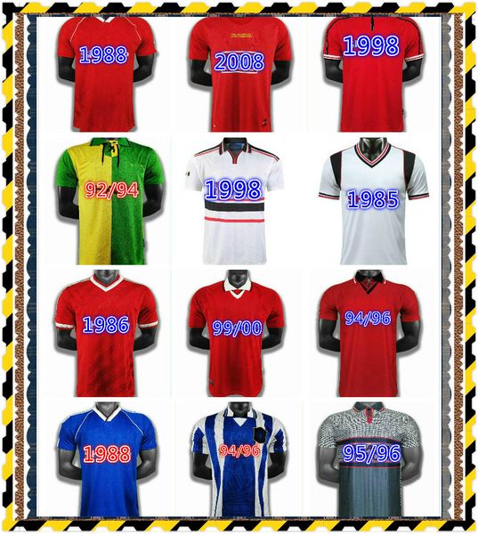 

manchester retro soccer jerseys 1990 1992 home blue football shirts 90 92 vintage ronaldo man camiseta utd sharpe paul ince robson hughes, Black;yellow