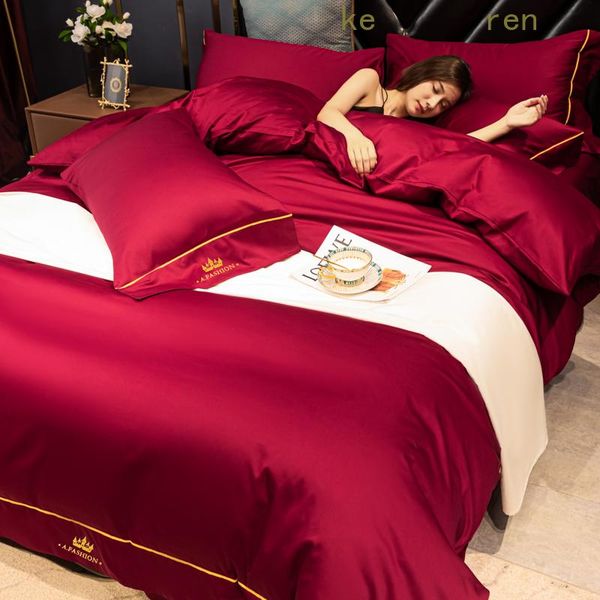 

red bedding set  size 40s egyptian cotton soft duvet cover 240x220 bed linen for el sets