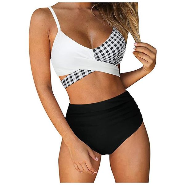

women's swimwear striped printing padded push up 2 piece bikini sets swimsuits beachwear high waist bikinis women suit, White;black