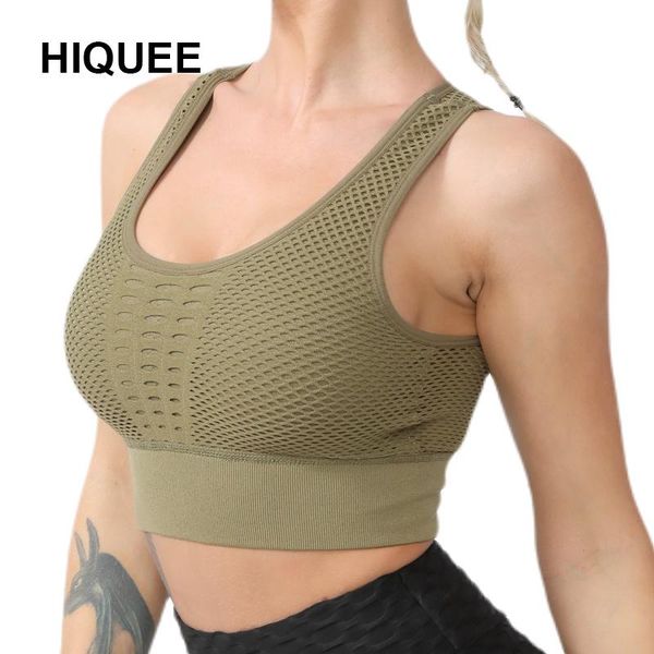 

yoga outfit hiquee sports bra for women breathable crop female back mesh removable cups bras fitness running bralette underwear