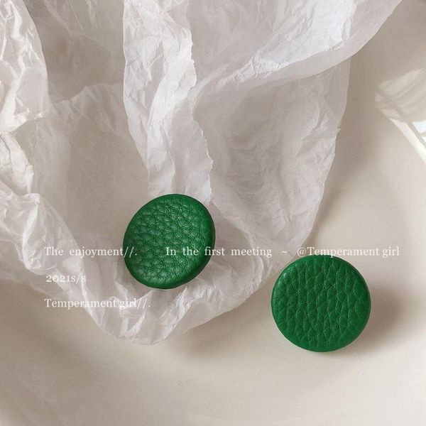 

stud colorful l round leather exaggerated earrings for women 2021 jewelry delicate earings wholesale, Golden;silver