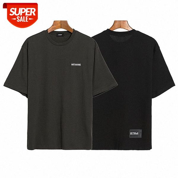 

we11done small embroidery letter well short-sleeved t-shirt men and women loose round neck half-sleeved couple tee #bj39, White;black