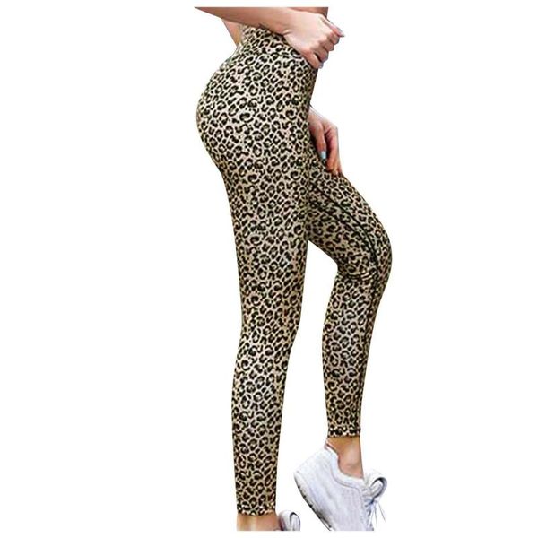 

women's leggings stitching leopard print sports slim pants hip women, Black