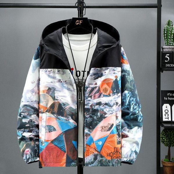 

men's jackets viankani the two-sided jacket, 2021 fashion geometric pattern windbreaker, lightweight outerwear s-8xl, Black;brown