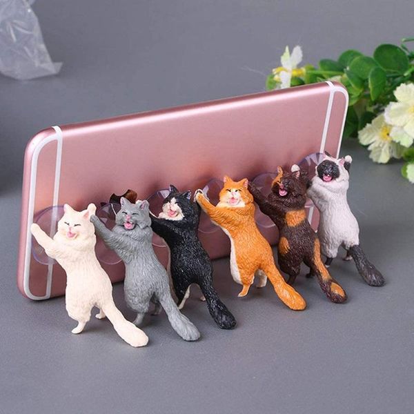 

cute cat mobile phone holder suction cup mount deskstand tablets desk sucker support animal bracket for cell mounts & holders