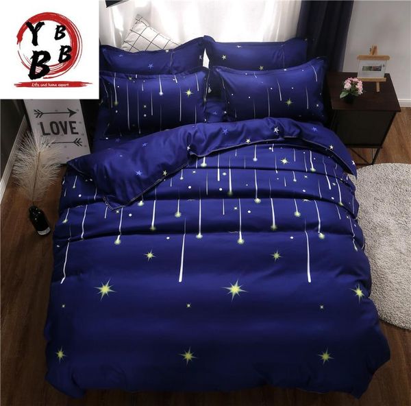 

bedding sets blue night meteor star pattern duvet cover 3/4pcs set kids child soft cotton bed linen single twin  king size