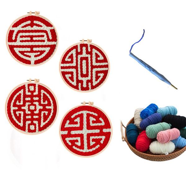 

chinese style diy embroidery kit stitching punch needle with yarn for beginners pattern printed cross stitch set sewing art other arts and c