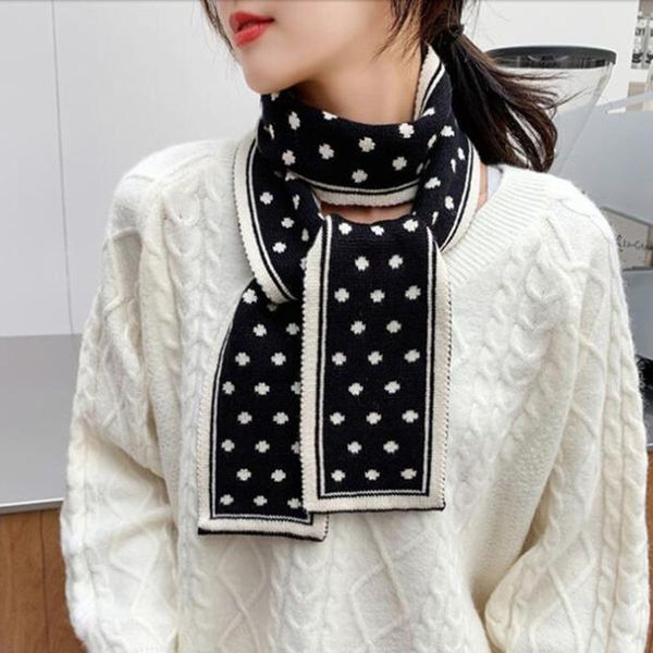 

scarves female winter double sided polka dot knit wool long fake collar scarf korean women cycling thicken warm neck guard scarve o28, Blue;gray