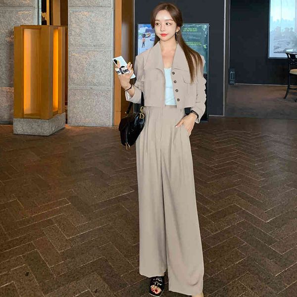 

pant set of elegant 2 suit korean fall short fashion jacket down long women's pants 0ues, White
