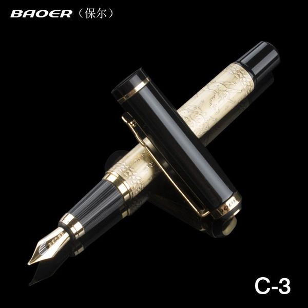

baoer 507 runing horse engravement fountain pen bronze color medium nib ink pens
