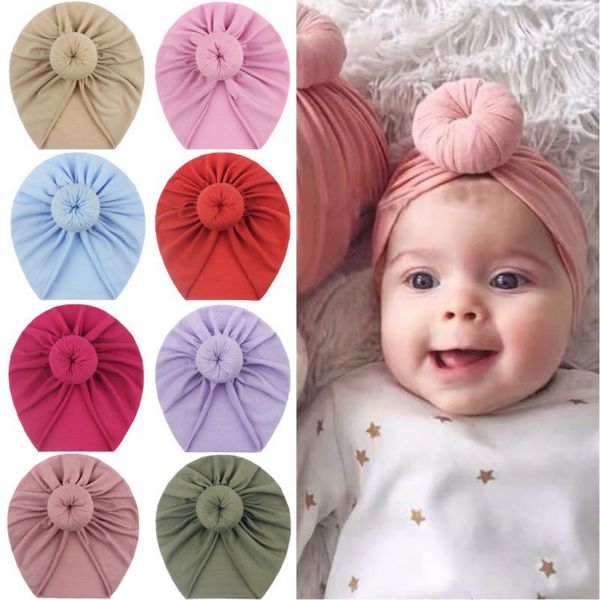 

beanie/skull caps 2021 baby accessories for toddler turban kids girls boys beanie hat infant winter cap bonnet knot solid soft headwrap, Blue;gray