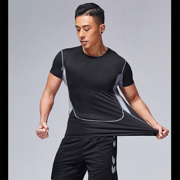 

running jerseys men's short sleeve t-shirts gym clothing sportswear sporting fit man breathable men t-shirt sport compression t shirt, Black;blue
