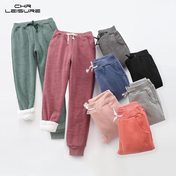 

women's pants & capris chrleisure winter women autumn and plus velvet thick warm cotton trousers lamb cashmere slacks, Black;white