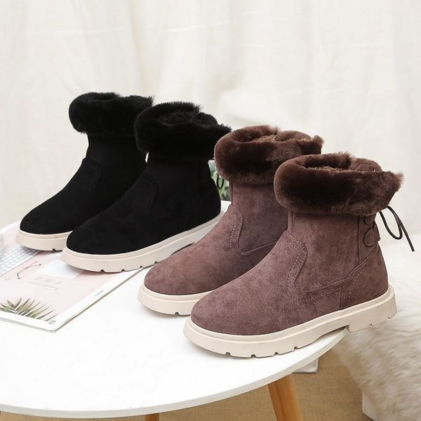 

fashion snow boots for winter shoes women boots women casual lightweight ankle warm botas mujer, Black