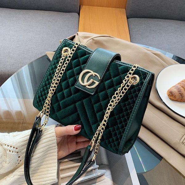 

evening bags autumn lingge chain velvet fashion crossbody for women 2021 lady shouder messenger bag luxury designer purses and handbags