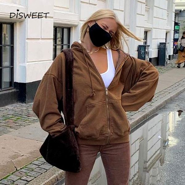 

women's hoodies & sweatshirts hooded solid jacket woman streetwear long sleeve big pocket loose coat women simplicity slim plus cashmer, Black