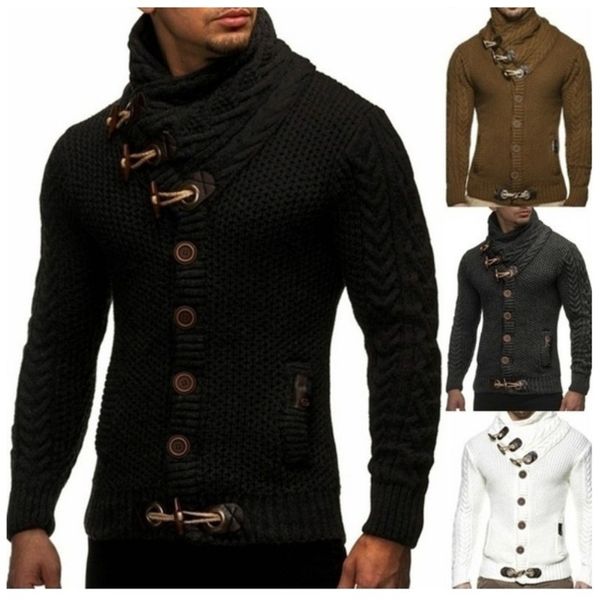 

men's long sved high neck sweater, autumn and winter, White;black