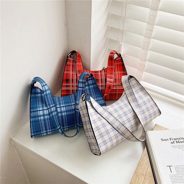 

evening bags vintage women design luxury hand bag female travel plaid printing pu shoulder underarm hobos casual small handbag