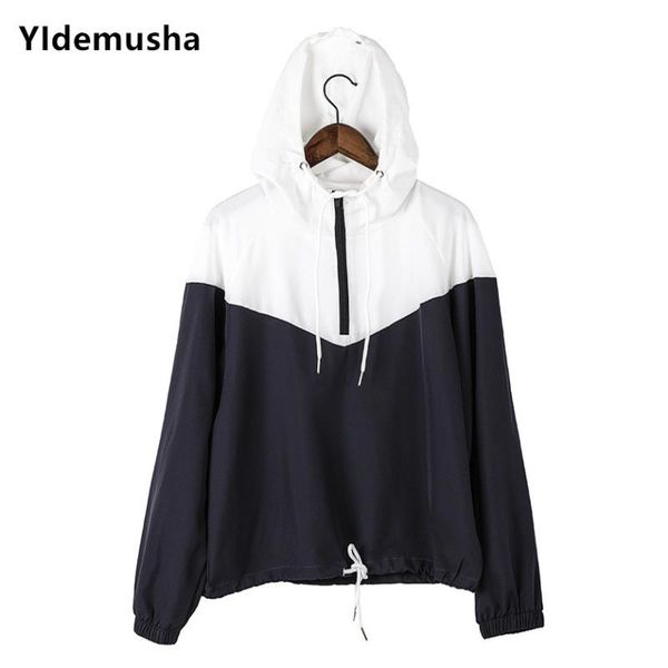 

women's hoodies & sweatshirts autumn winter fitness women long sleeve hoodie windbreaker hooded zip running sport coat jacket tracksuit, Black