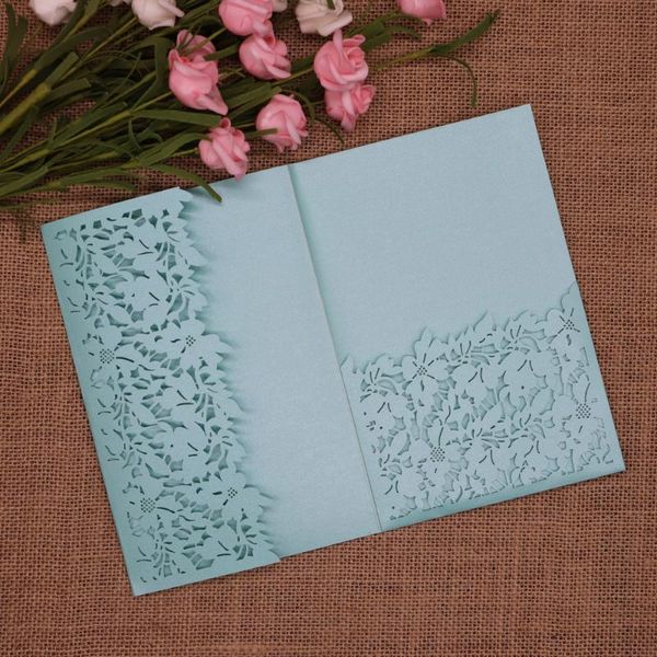 

greeting cards 50pcs/pack glitter wedding invitation card cover leaves shinny paper carved invitations birthday baptism festival party