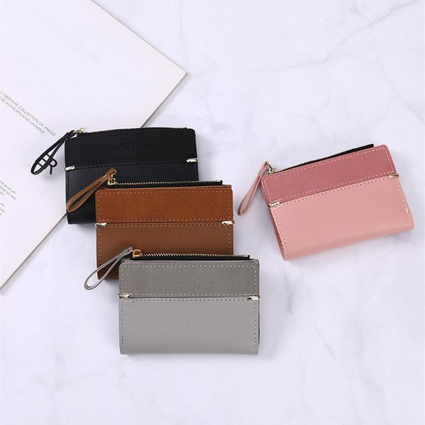 

women wallet leather female purse mini hasp solid multi-cards holder fashion coin short wallets slim small wallet zipper money bag, Red;black