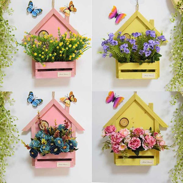 

wall hanging flower basket plant pot wooden decoration storage baskets