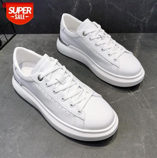 

white shoes men casual breathable soft sole korean leather men's #ic8v