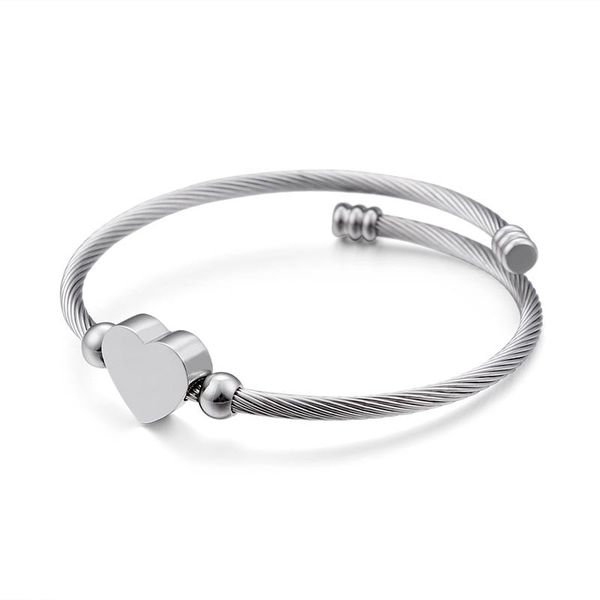 

charm bracelets stainless steel bangle for women trendy bohemia heart femme jewelry accessory, Golden;silver