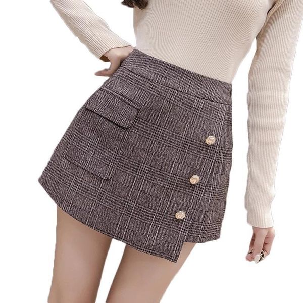 

women's shorts irregular plaid short pants high waist slim pacthwork elegant office mini skirts harajuku, White;black